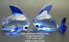 2 Miniature GLASS DOLPHIN