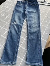 Mens 30R Stretch Skinny Blue ripped jeans