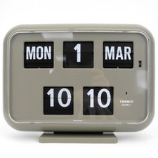TWEMCO GREY SMALL BANKING HALL CLOCK DAY/DATE FLIP CLOCK - GQD35G