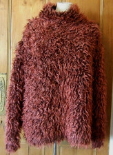 ZEPLA RUST RED SHAGGY FUR QUIRKY FLUFFY TOP SZ L