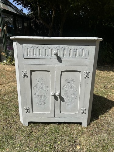 Corner cabinet painted grey - painted,