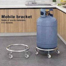 Movable Propane Tank Holder Gas Bottle Bracket With Wheels Dolly Cylinder Tray