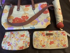 New Radley Handbag, Purse, Umbrella & Pouch ~ Matching Set ~ Coated Cotton