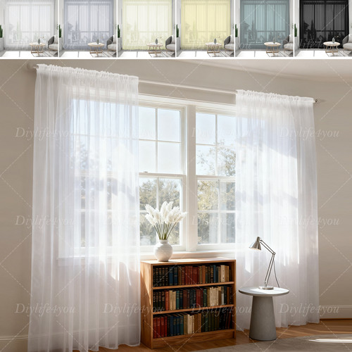 Pair voile curtains - voile,