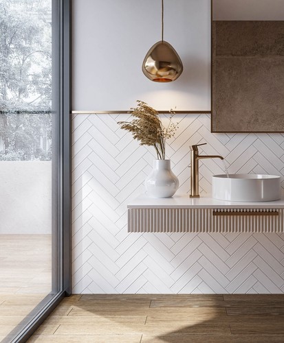 White metro tiles - white, ceramic