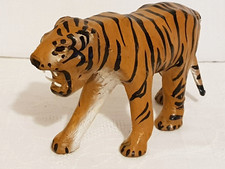 vintage  Wrapped  leather Hand Painted  tiger 19cm Figure Sculpture