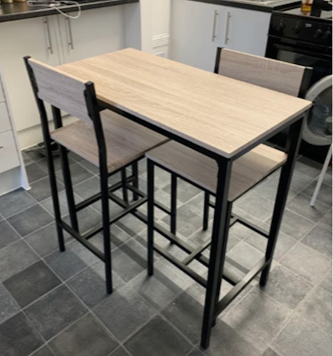 Bar table and stools tall - and,