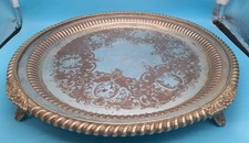 Silver On Copper Vintage Tray