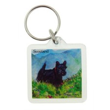 Unique Scottish Traditional Scottie Dog Double Sided Acrylic  Key Ring Souvenir