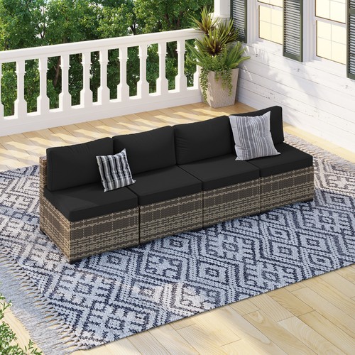 Piece beige rattan sofa - 4-piece,