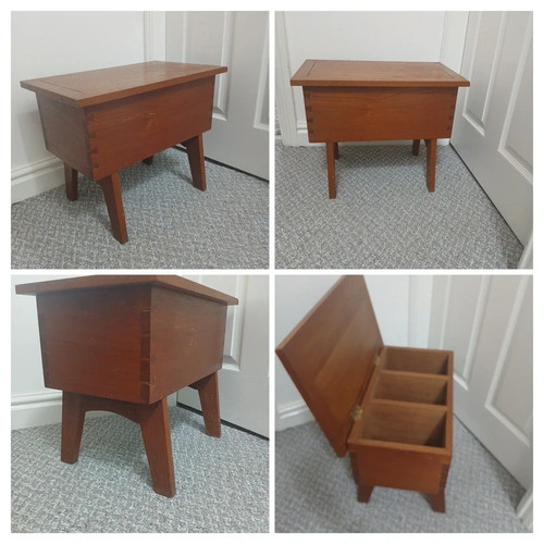 Vintage wooden footstool - vintage,