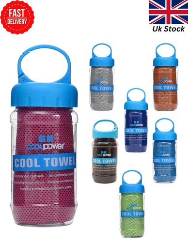 Cooling towel with portable - with,