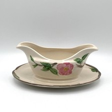 Franciscan Pottery England Desert Rose Gravy Sauce Boat & Integrated Stand