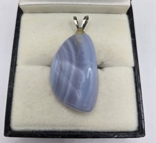 Blue Lace Agate Pendant Gemstone Length 3.5cm