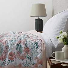 Cozee Home Reversible Floral Summer Weight Bedspread 150 X 200cm