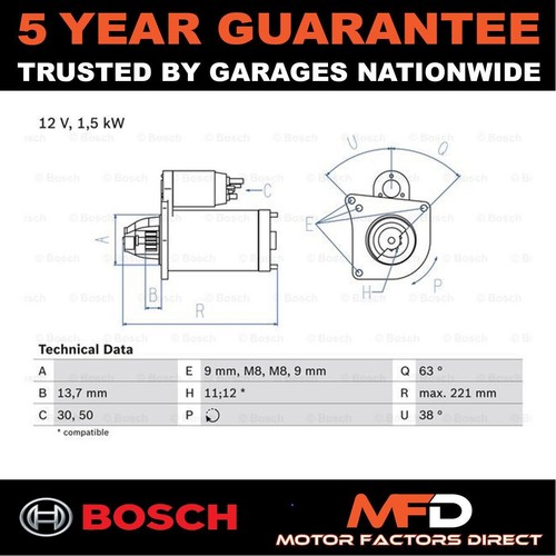 Starter motor bosch fits - bosch,