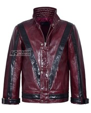 Mens Leather Jacket Michael Jackson Inspired Cherry Black Music Fashion Jacket