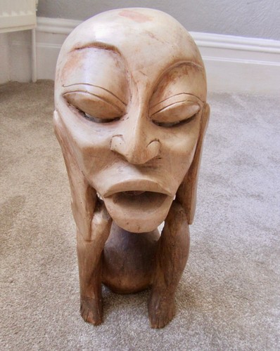 Vintage artisan wooden face - wooden,