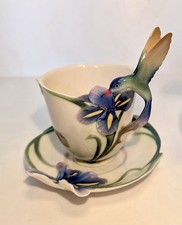Vintage Franz Porcelain Hummingbird & Iris Cup & Saucer.