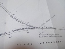 1909 IMPROVED RAILWAY TRACK CURVES DIAGRAM ORIG ENGINEERING HIGHLY ACCURATE PLAN