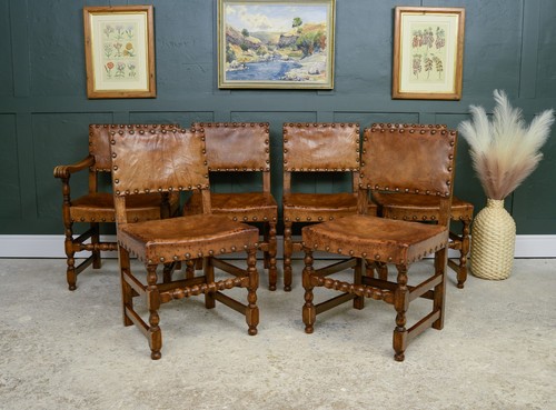 Oak leather dining - leather, chairs