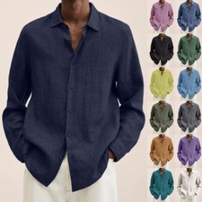 Mens Long Sleeve Cotton Linen