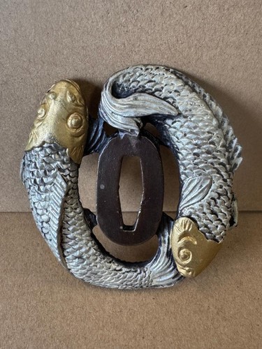 Japanese bronze sword guard - japanese,