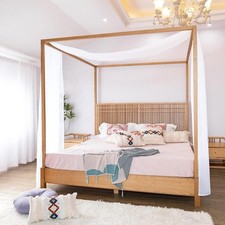 White Luxury Canopy Bed Scarf, Queen & Full Bed Curtains, 52X228cm Tulle Drapes