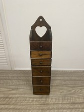Wooden Vintage 6 Drawer Apothecary Spice or Jewelry Stand Wall Mount