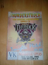 2002/3 HULL THUNDER V NEWCASTLE VIPERS  ICE HOCKEY PROGRAMME 5/1