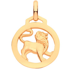 9ct yellow gold Leo lion pendant charm horoscope zodiac new boxed