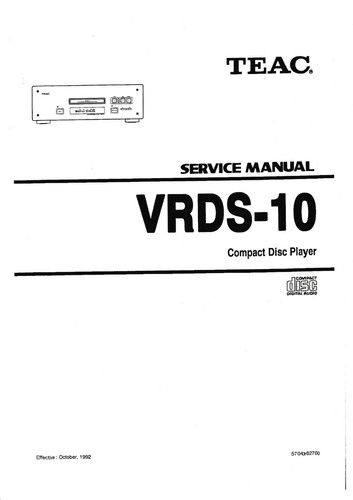 Service manual for teac - service,