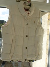 Joules Higham Cream & Floral Lined Quilted Gilet Size UK 14