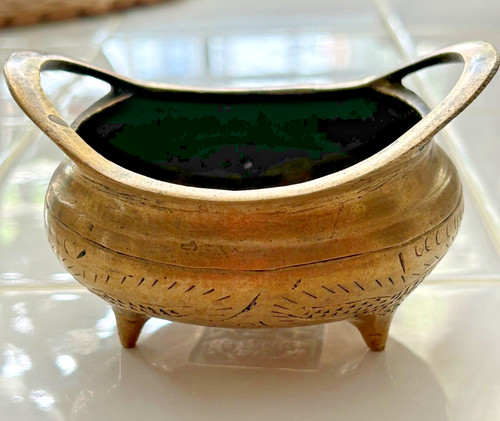 Vintage brass chinese censer - brass,
