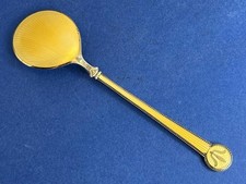 STUNNING DAVID ANDERSEN NORWEGIAN STERLING SILVER GUILLOCHE ENAMEL JAM SPOON