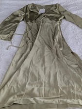 High Spirits Springfield EUR 42 UK 14 Italian Satin Lace Front Green Silky Dress