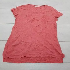 FAT FACE Summer Blouse Top Size 12 Red Stretch 100% Cotton Cap Sleeve Holiday