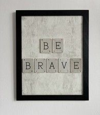 Be Brave Playing Card Wooden Framed Artwork 20x16 Inch