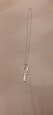 Silver Egyptian Ankh Cross & Chain Necklace Used