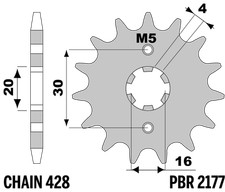 PBR Front Sprocket in Steel for YAMAHA 125 TT-R -L /LE 2002-2022 13T