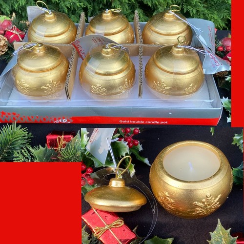 Vintage gold bauble candle - candle, pot