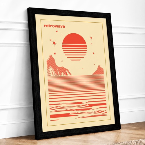 Retrowave desert landscape - retrowave,
