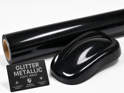 Gloss black glitter metallic - black,
