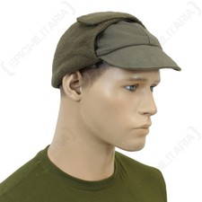 German Army Olive Green Winter Cap - Surplus Cold Weather Hat with Ear Flaps