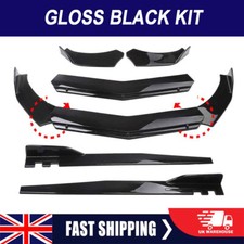 Universal Side Skirt Extension Splitter + Front Bumper Lip Spoiler Body Kit UK