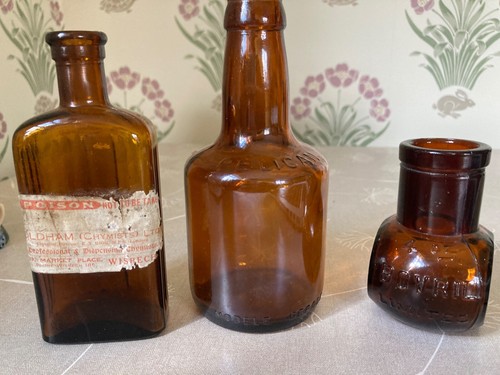 Vintage amber bottles - bottles,