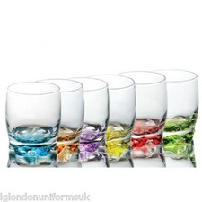 Set of 4 - Coloured Base Glasses Set Glassware Tumbler Juice Whiskey Wine Glass