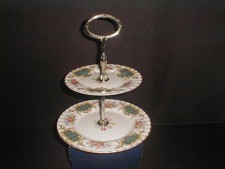 Royal Albert Fine Bone China Berkeley Afternoon Tea Two Tier Cake Sweet Stand