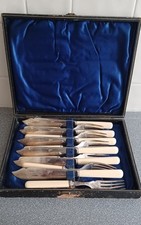 Vintage Fish Knives and Forks Nickel Silver? Plate? EPNS? Boxed Cutlery
