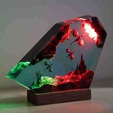 Ice and Fire Dragon-Night Light Epoxy Resin Lamp Wood Base Home Decor Xmas Gift